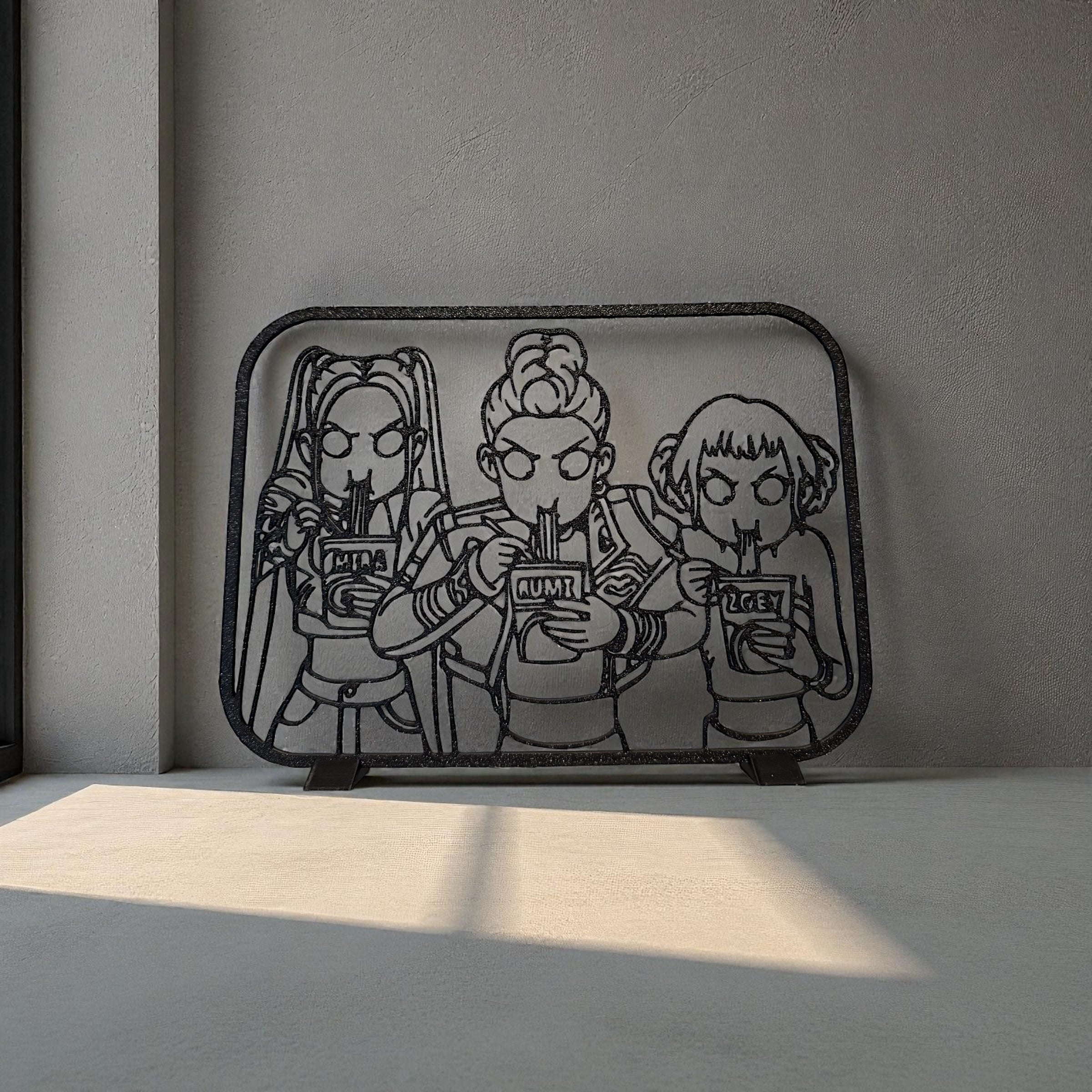 Kpop Demon Hunters Huntrex Noodles 3D Line Art with Ready-to-Display Stand